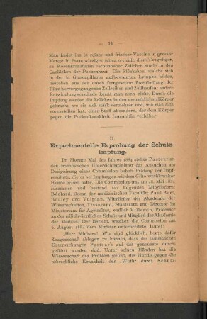 II. Experimentelle Erprobung der Schutzimpfung.