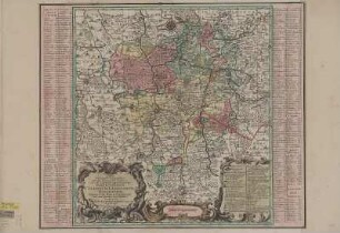 Karte der Ämter Colditz, Leisnig, Rochlitz, Grimma, ca. 1:120 000, Kupferstich, vor 1757 : Exacta Delineatio Geographica omnium Electoratus Saxonici Circulo Lipsiensi appartenentium Praefecturarum Colditium, Leissnigium, Rochlitium, Praefectura Portae Grimmensis una cum pluribus aliis finitimis Praefecturis : Cum Pr. Reg. Polon. et Elect. Saxon. / Tob. Conr. Lotter sculps. - [Ca. 1:120 000]. - Aug. Vindel. : Matth. Seutter , [vor 1757]. - 1 Kt. : Kupferst. ; 44 x 48 cm