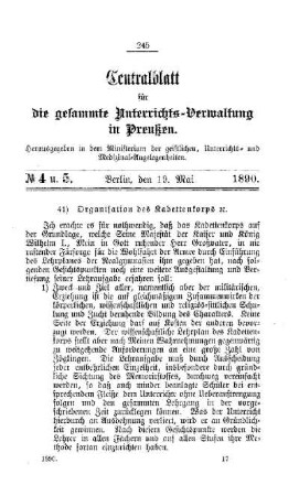 Organisation des Kadettenkorps etc.