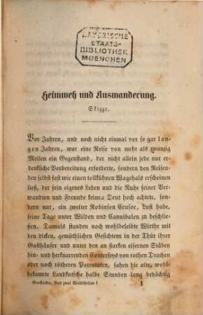 Aus zwei Welttheilen : gesammelte Erzählungen, 1. Band