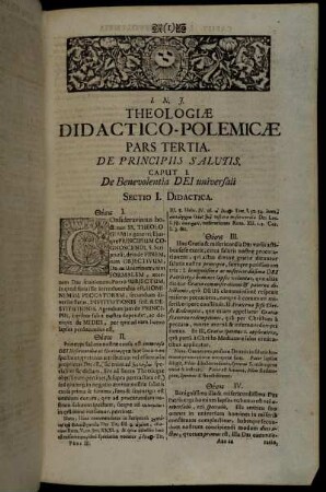 Pars Tertia. De Principiis Salutis.
