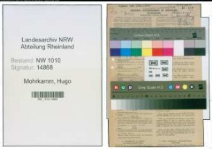 Entnazifizierung Hugo Mohrkamm , geb. 11.06.1890 (Zollinspektor)