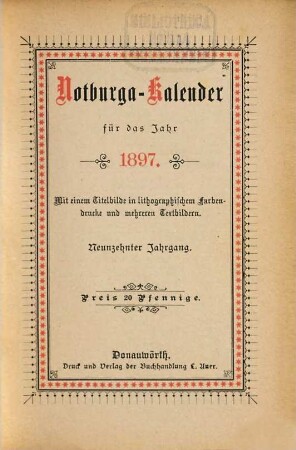Notburga-Kalender : für das Jahr .... 19. 1897