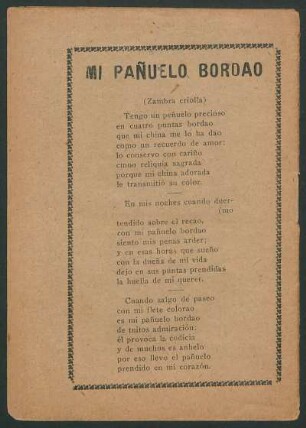 Mi pañuelo bordao : (Zambra criolla)