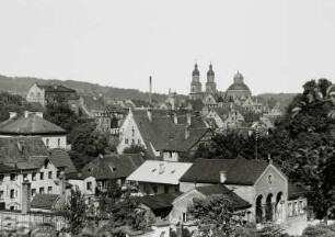 Kempten, Stadtansicht : Kempten. Stadtansicht mit Basilika St. Lorenz. Blick von der Burghalde von Südosten