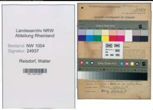 Entnazifizierung Walter Reisdorf , geb. 21.02.1922 (Schiffer)