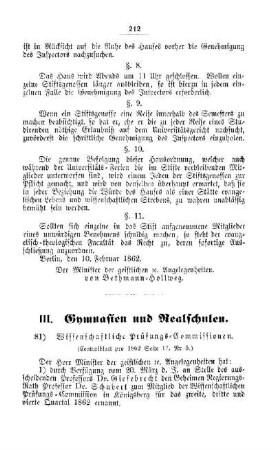Wissenschaftliche Prüfungs-Commissionen : [III. Gymnasien und Realschulen]