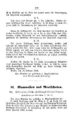 Wissenschaftliche Prüfungs-Commissionen : [III. Gymnasien und Realschulen]