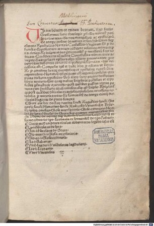 [Postilla sup[er] eua[n]gelia d[omi]nicalia, et sup[er] eua[n]gelia de sanctis s[ecundu]m sensum litteralem collecta]