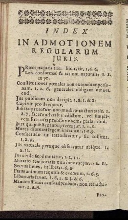 Index In Admotionem Regularum Juris.
