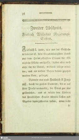 Zweiter Abschnitt. Friedrich Willhelms Regierungs-System
