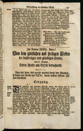 549-565, Die IX. Predigt, Deren Friede mit GOtt betrachtend.