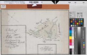 Hesseln (Halle) Vermessung der sogen. Alten Teiche 1773 o.M. 33 x 50 kol. Zeichnung M. Reinhold Spez.Verz. Markenkarten X Nr. 55