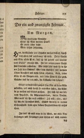 221-232, Der ein und zwanzigste Februar. - Der drey und zwanzigste Februar.