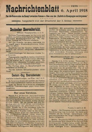8.1918: Nachrichtenblatt vom