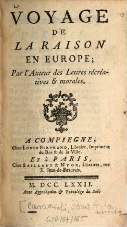 Voyage de la raison en Europa