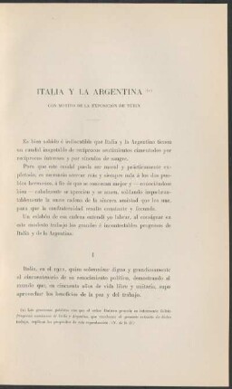 Italia y la Argentina : Con motivo de la exposición de Turín