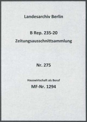 Hauswirtschaft als Beruf