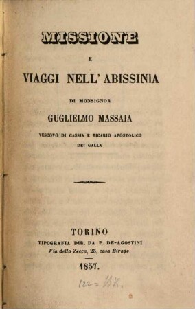Missione e viaggi nell‛Abissinia
