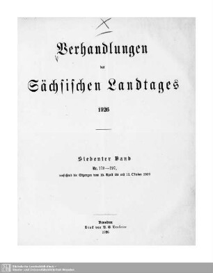 2. Wahlper. 7.1922/26: Verhandlungen des Sächsischen Landtages