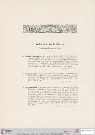 Arbeiten in Emaille (Nr. 94 - 122)