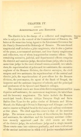 Chapter IV. Administration and revenue