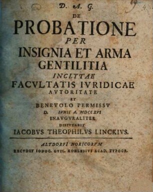 De Probatione Per Insignia Et Arma Gentilitia