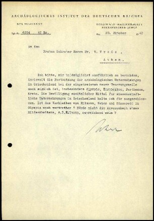 M. Schede an W. Wrede