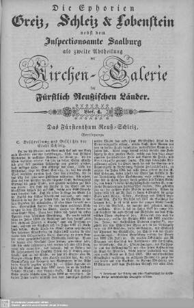 Das Fürstenthum Reuß-Schleiz (Fortsetzung) : 4. Lieferung