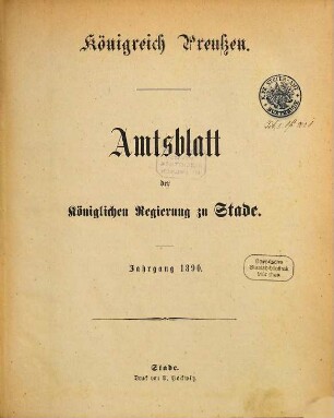 Amtsblatt für den Regierungsbezirk Stade. 1890