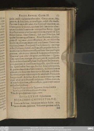 Epist. LXXIII. Vesontionem. Io. Iacobo Chiffletio, V. C.