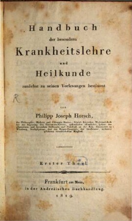 Handbuch der besondern Krankheitslehre und Heilkunde