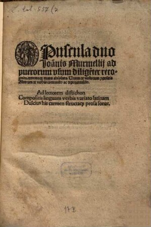 Opuscula duo ad puerorum usum diligenter recognita ... : Unum de verborum compositis, alterum de verbis communibus ac deponentalibus