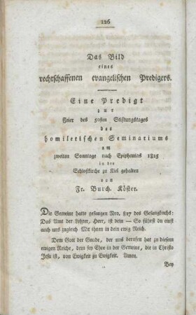 Das Bild eines rechtschaffenen evangelischen Predigers.