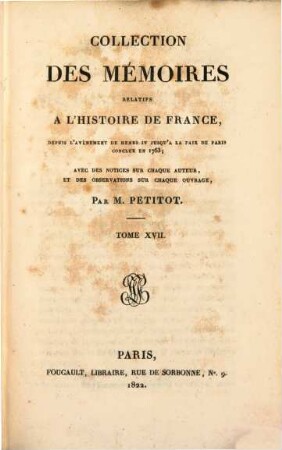 Collection des mémoires relatifs à l'histoire de France, 17. Mémoires de Pontchartrain, Tome II