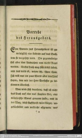 Vorrede des Herausgebers