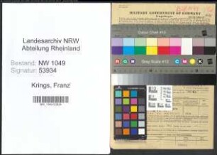 Entnazifizierung Franz Krings , geb. 29.10.1913 (Landarbeiter)