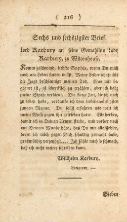 Sechs und sechszigster Brief