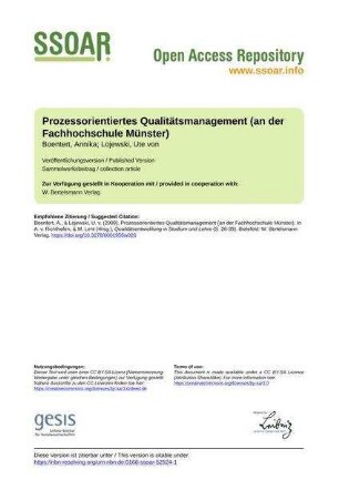 Prozessorientiertes Qualitätsmanagement (an der Fachhochschule Münster)