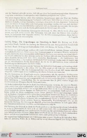 [Rezension von: Ludwig Berger, Die Ausgrabungen am Petersberg in Basel]