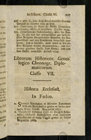 107-234, Librorum Historicor. ... Classis VII.