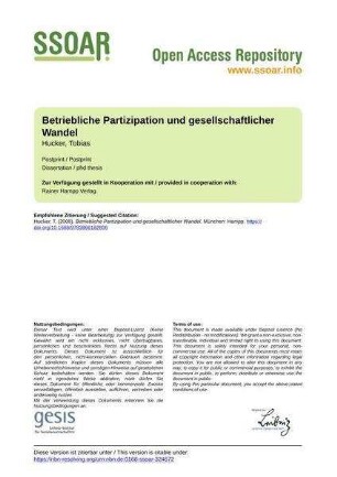 Betriebliche Partizipation und gesellschaftlicher Wandel
