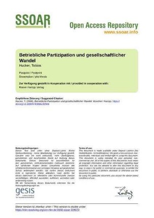 Betriebliche Partizipation und gesellschaftlicher Wandel