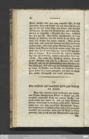 70. Eine wohlfeile und dauerhafte Farbe zum Anstrich der Häuser.