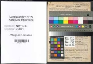 Entnazifizierung Christine Wagner , geb. 09.07.1916 (Gastwirtin)