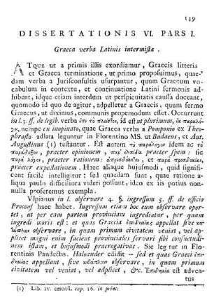 Dissertationis VI. Pars I. Graeca verba Latinis intermista.