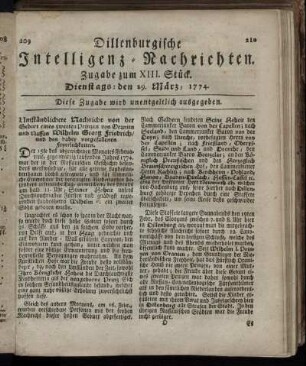 Dienstags: den 29. März 1774.