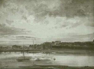 Die Elbe bei Dresden : Johann Christian Clausen Dahl (1788-1857). Die Elbe bei Dresden. Papier auf Leinwand, 27 x 36 cm, 1837. Verwalter, Stadtmuseum Cottbus