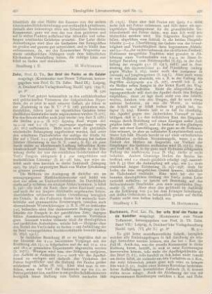 431-432 [Rezension] Zahn, Theodor, Der Brief des Paulus an die Galater ausgelegt