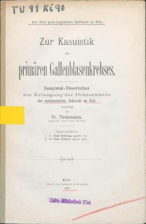 Zur Kasuistik des primären Gallenblasenkrebses
